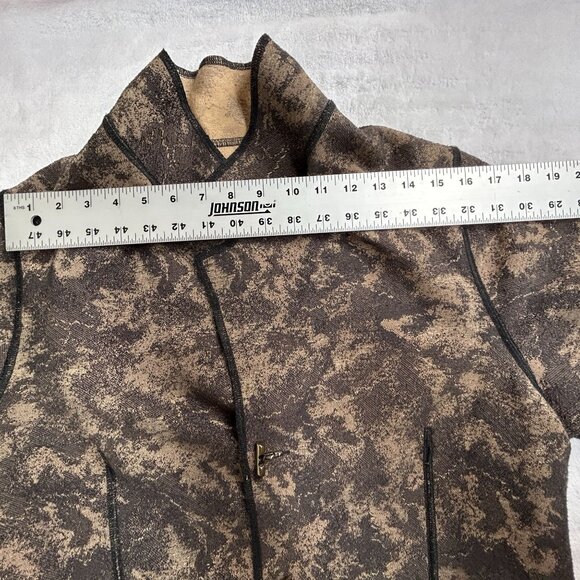 Women’s Reversible Jacket Camouflage Gray Beige Stand Collar Button Closure - Picture 6 of 9